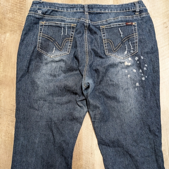 Angels Dark Wash Distressed Bootcut Jeans - Picture 7 of 11